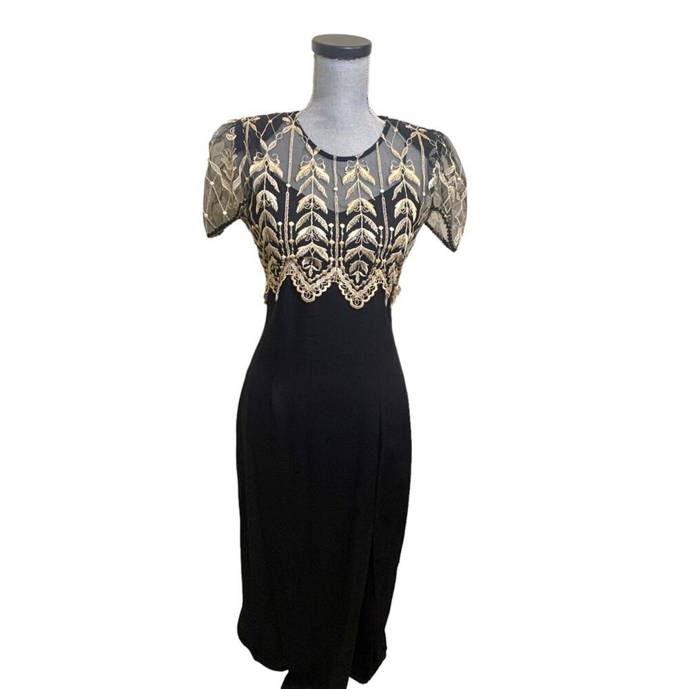 Vintage Coty Gothic Victorian Evening Dress Small Women's Lace 80s - Picture 11 of 11